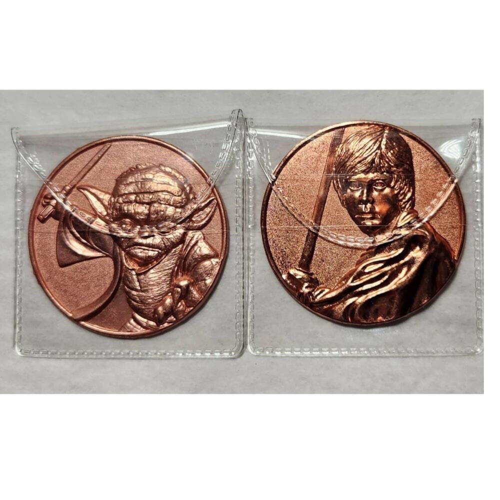 Star Wars Rare 7-11 California Lotto Promo Coin Lot 2005 Yoda And Luke Skywalker
